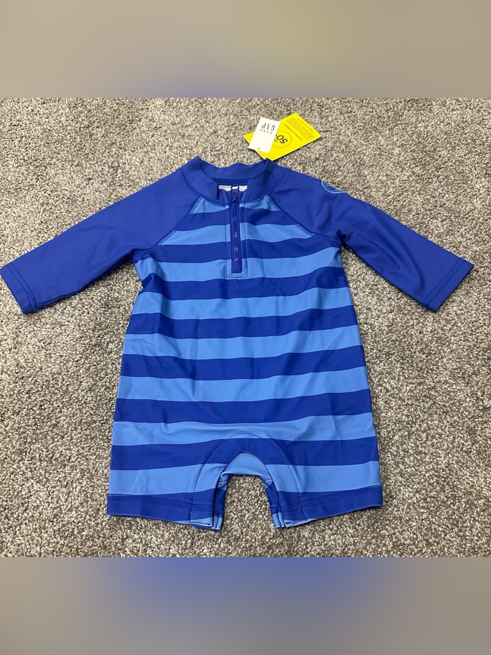 NWT Baby Gap Striped Rash Guard Swimsuit Blue UPF 3-6 months